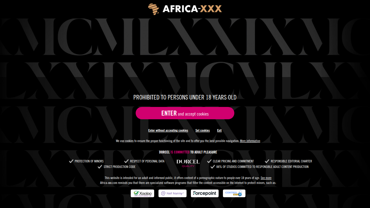 Africa XXX · Aperçu du site