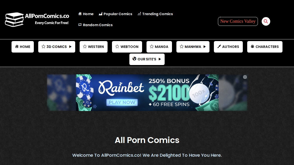AllPornComics · Aperçu du site