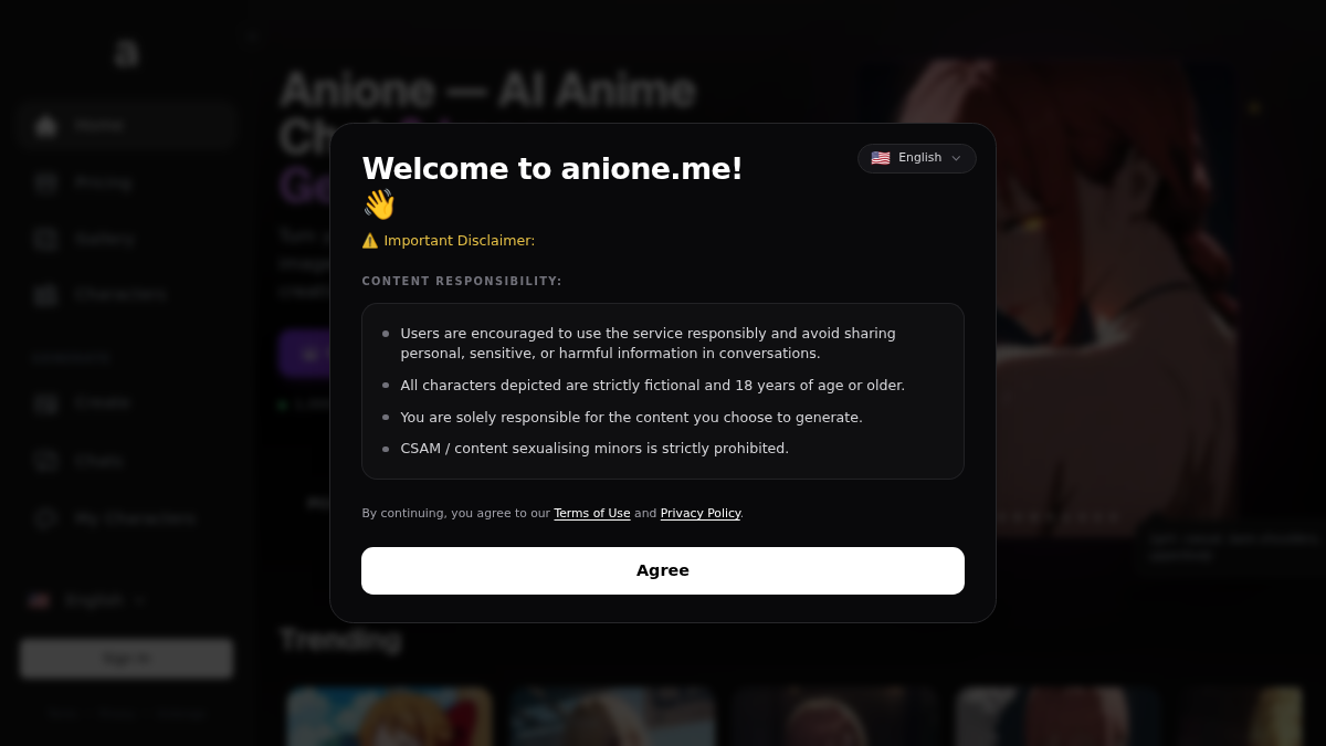 Anione · Aperçu du site