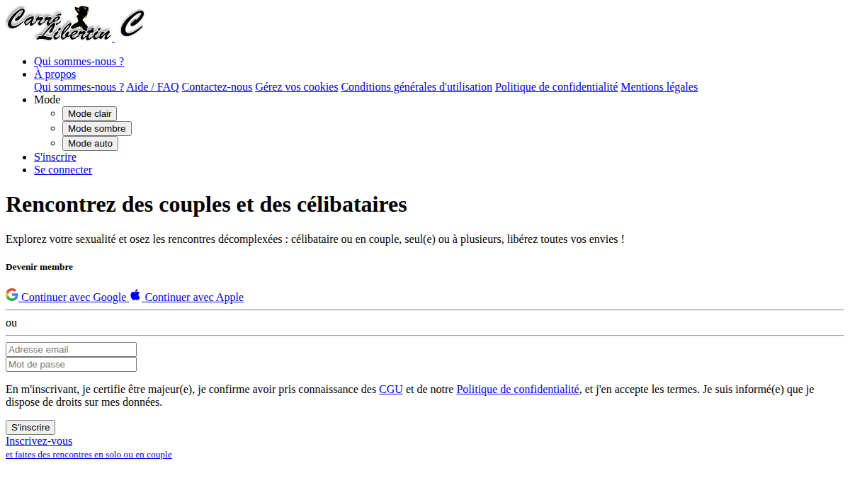 Carre Libertin · Aperçu du site
