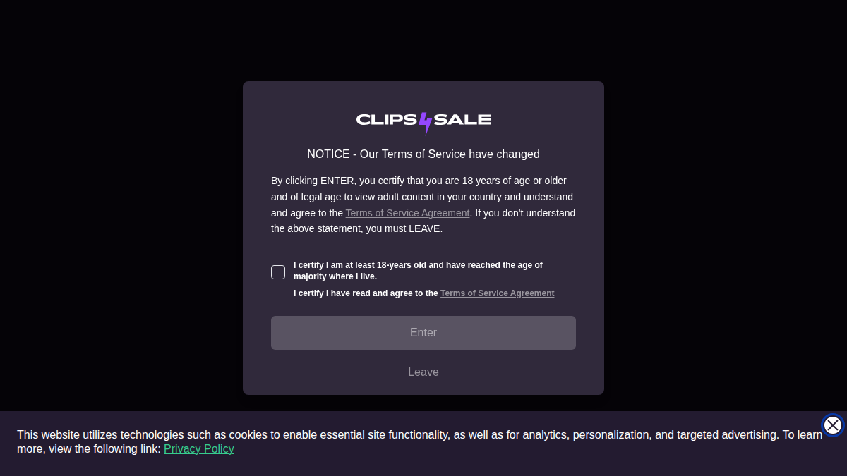 Clips4Sale · Aperçu du site