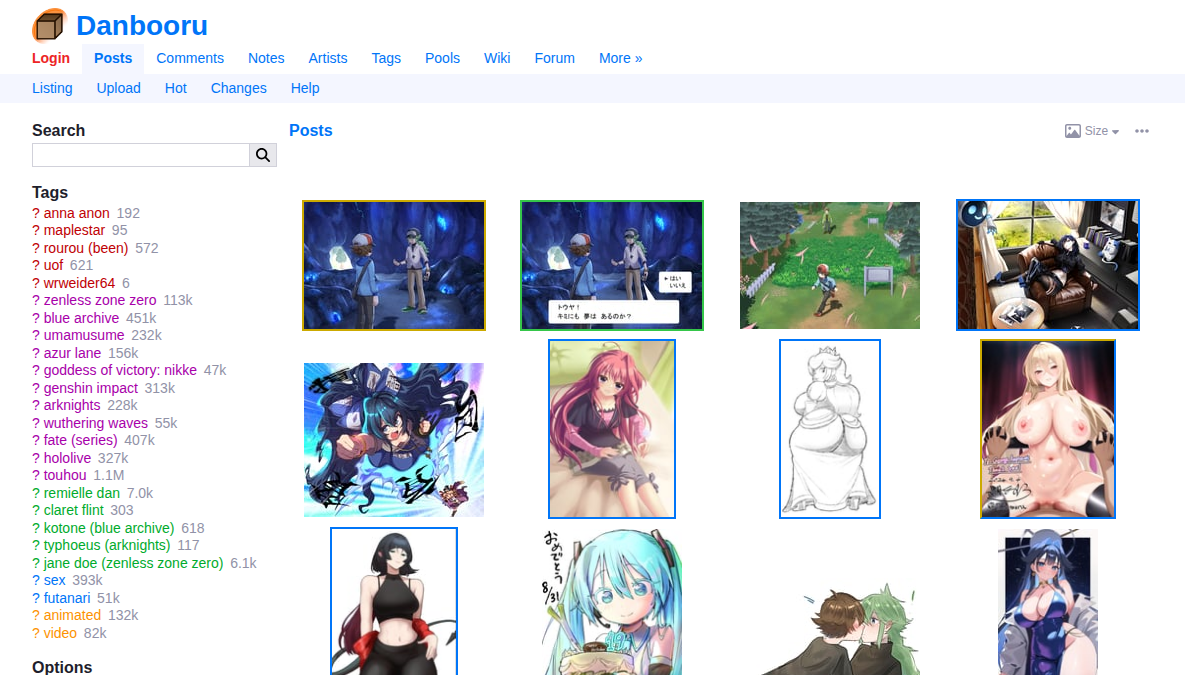 Danbooru · Aperçu du site