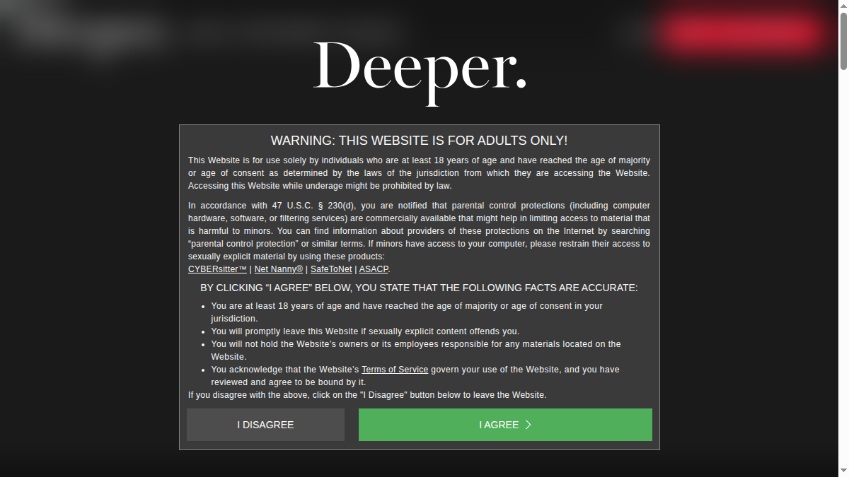 Deeper.com · Aperçu du site