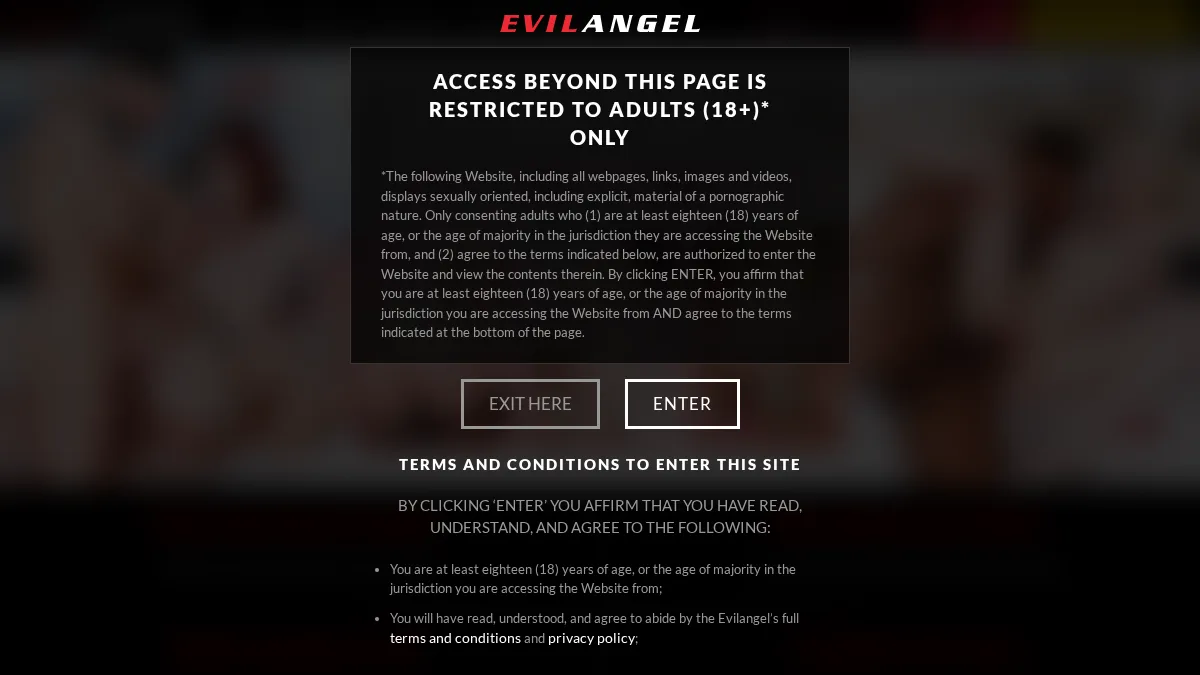 Evil Angel · Aperçu du site