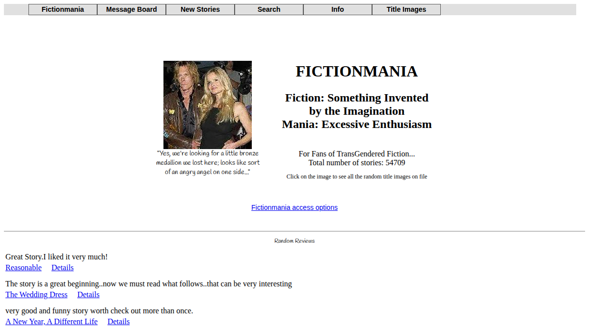 FictionMania · Aperçu du site