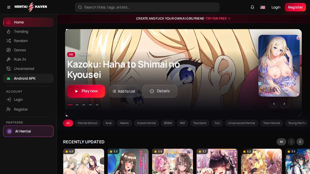Hentai Haven · Aperçu du site