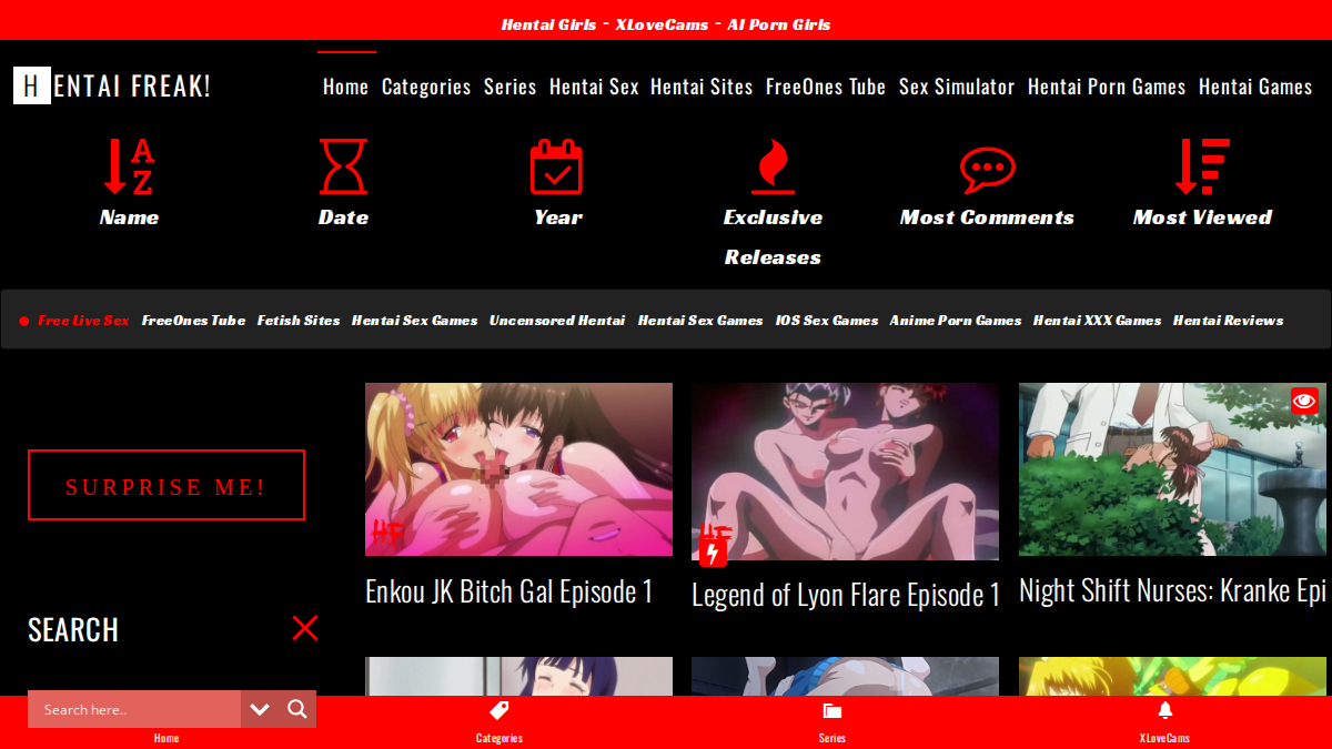 HentaiFreak · Aperçu du site