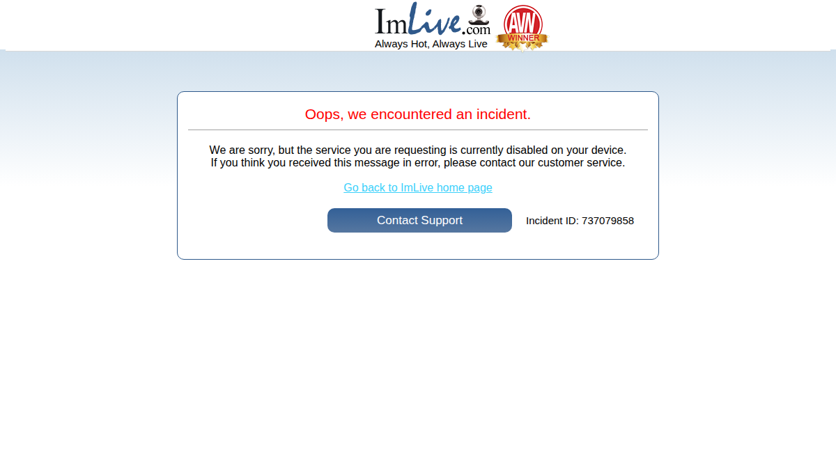 ImLive · Aperçu du site