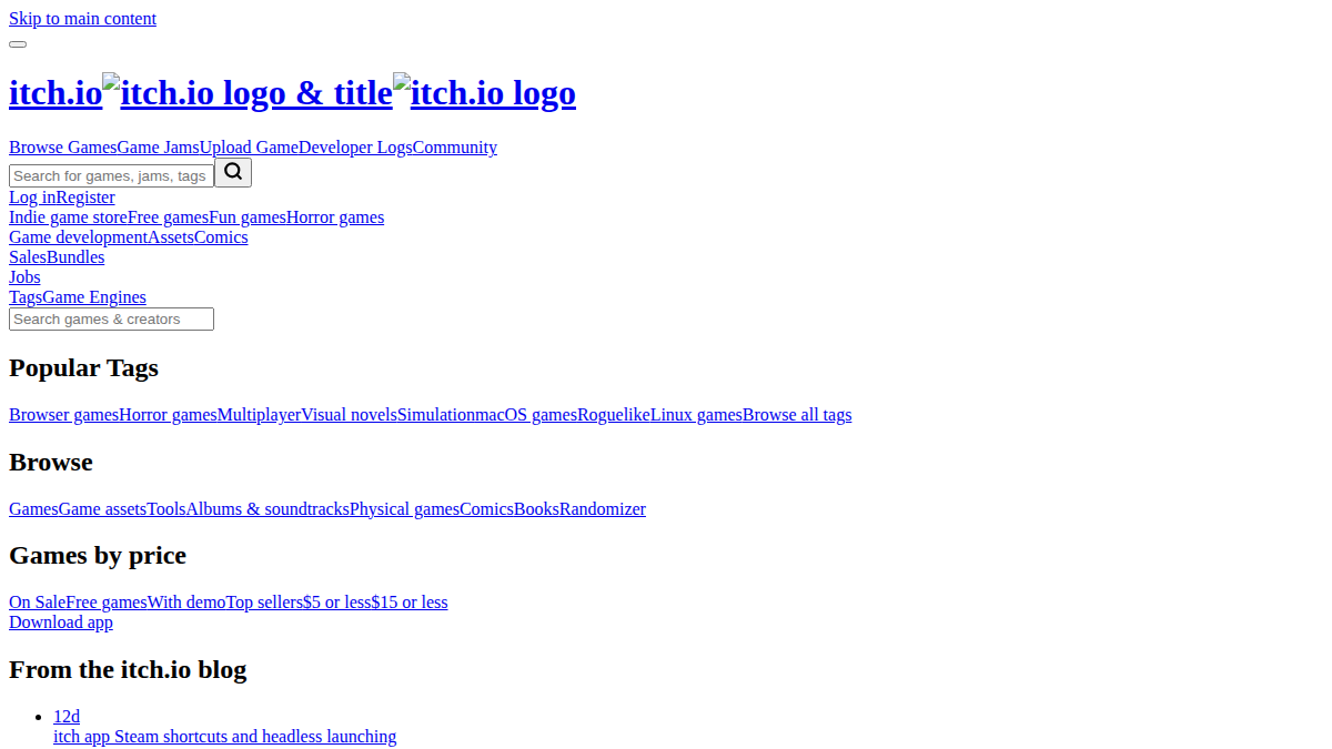 Itch.io NSFW · Aperçu du site