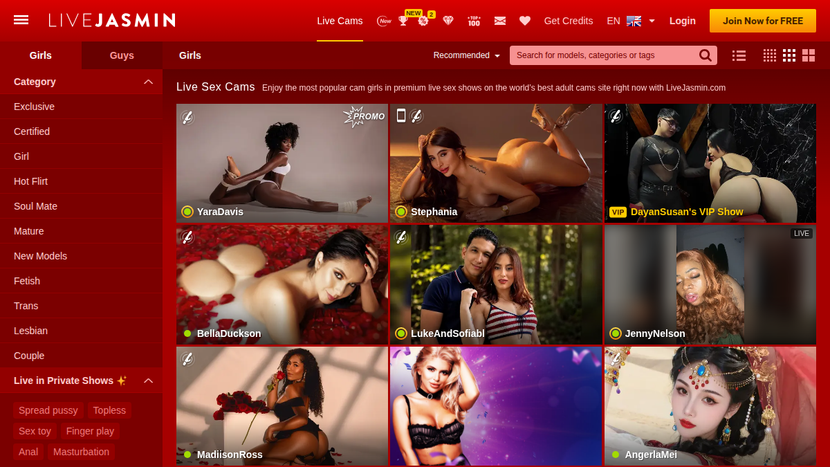 LiveJasmin · Aperçu du site