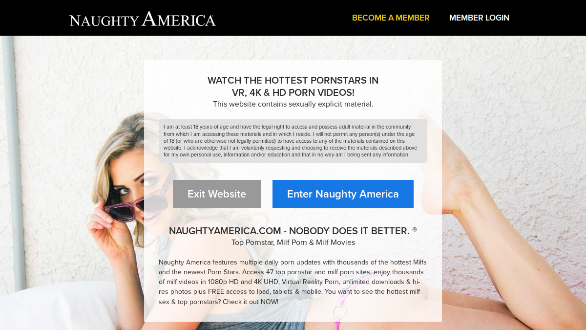 Naughty America · Aperçu du site