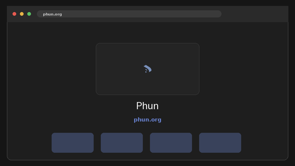 Phun · Aperçu du site