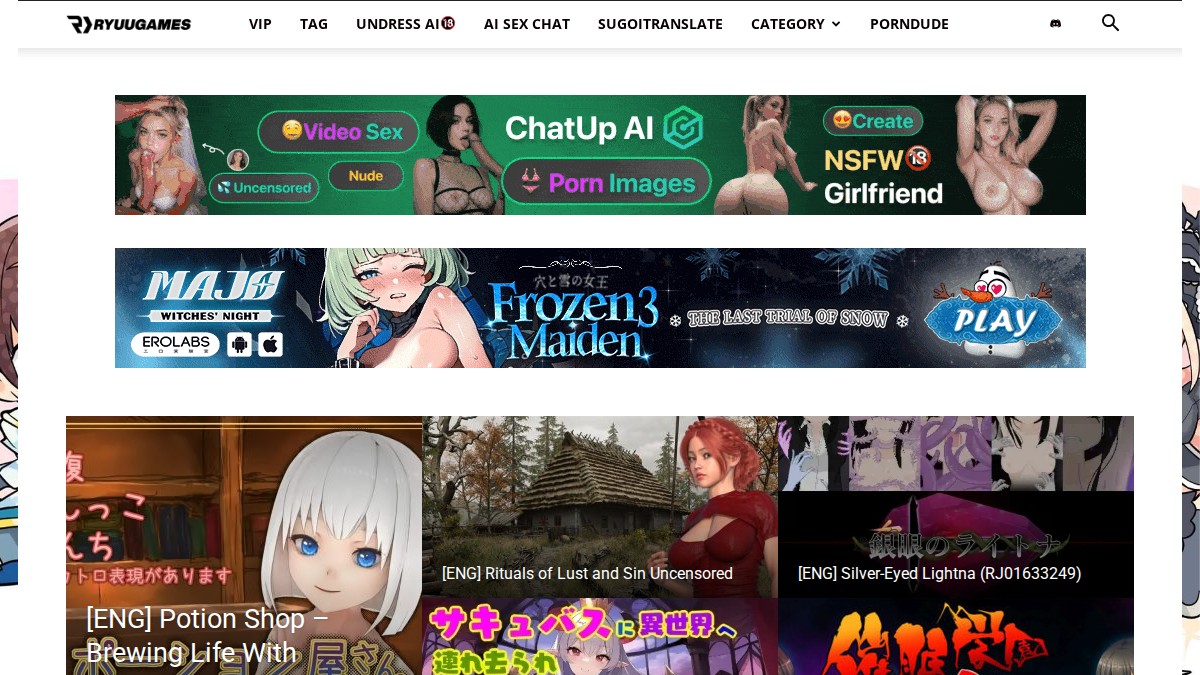RyuuGames · Aperçu du site
