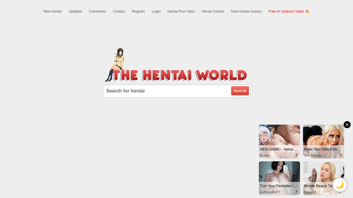TheHentaiWorld · Aperçu du site