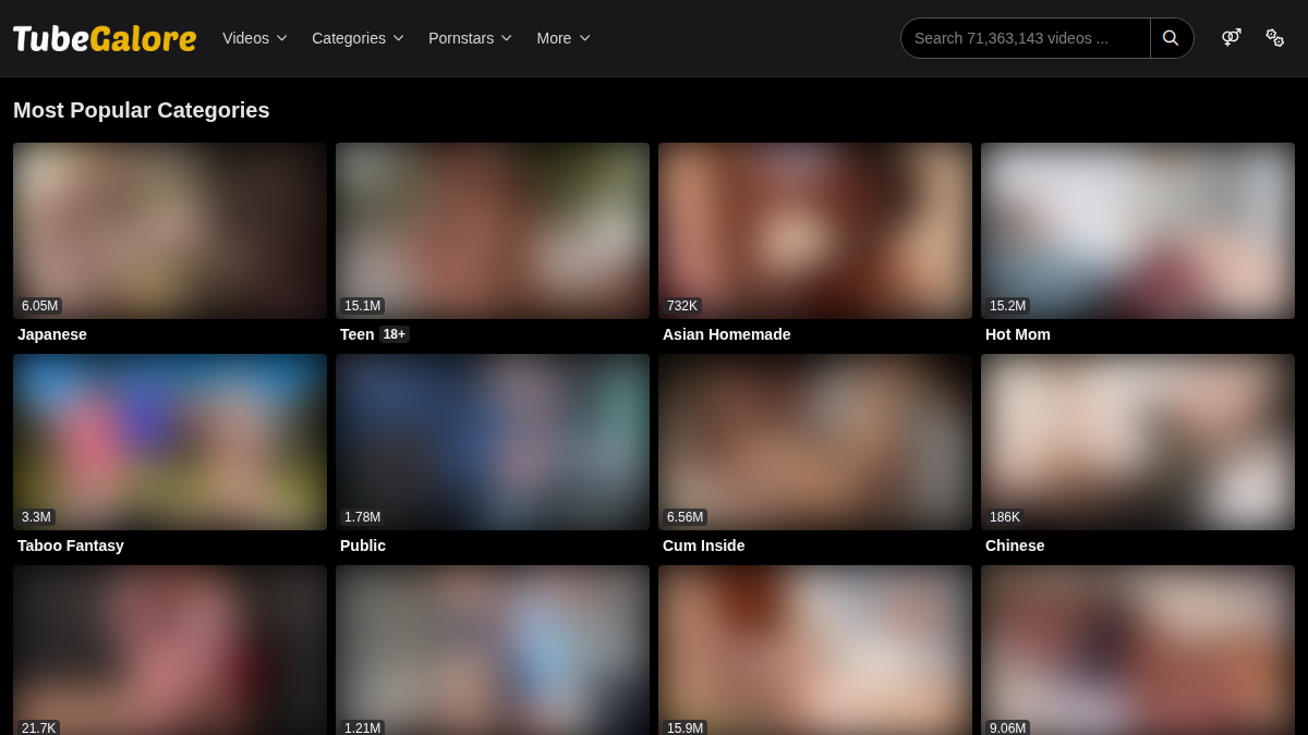 TubeGalore · Aperçu du site