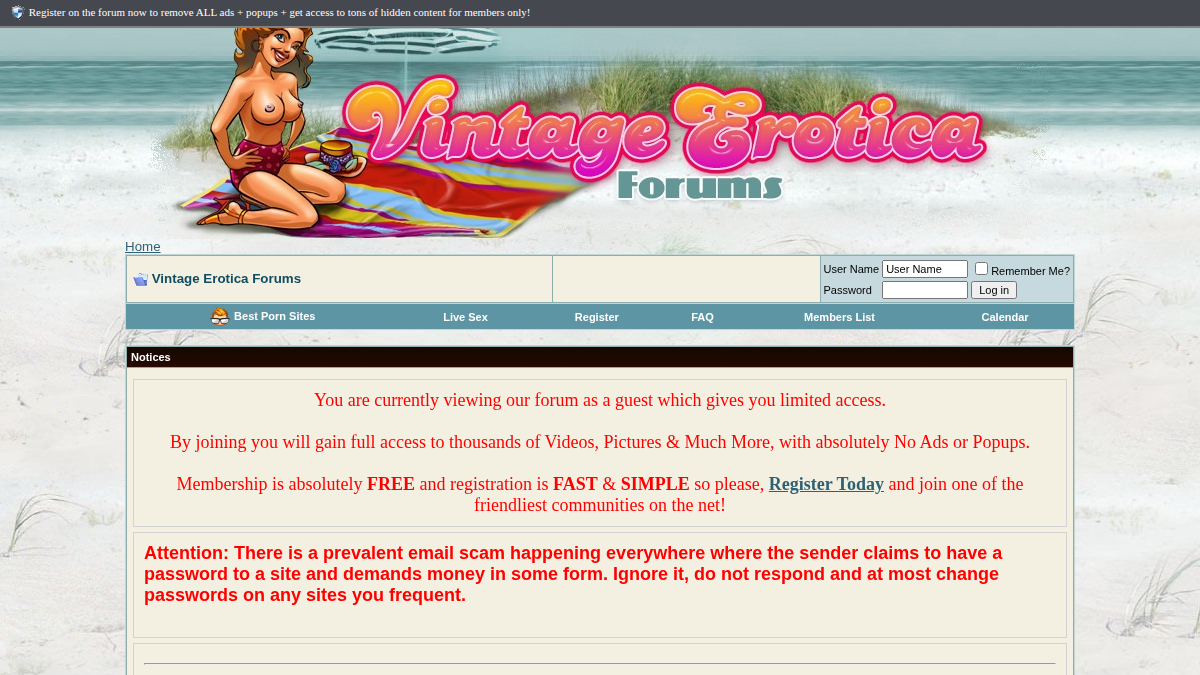 Vintage Erotica Forums · Aperçu du site