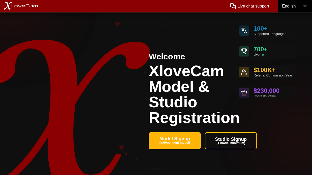 XloveCam · Aperçu du site